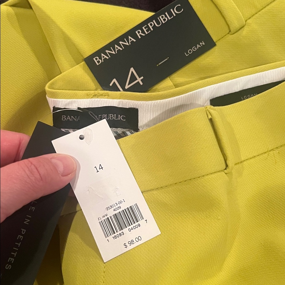 Banana Republic  Logan Midrise trousers in Chartreuse size 14 NWT - Picture 5 of 12
